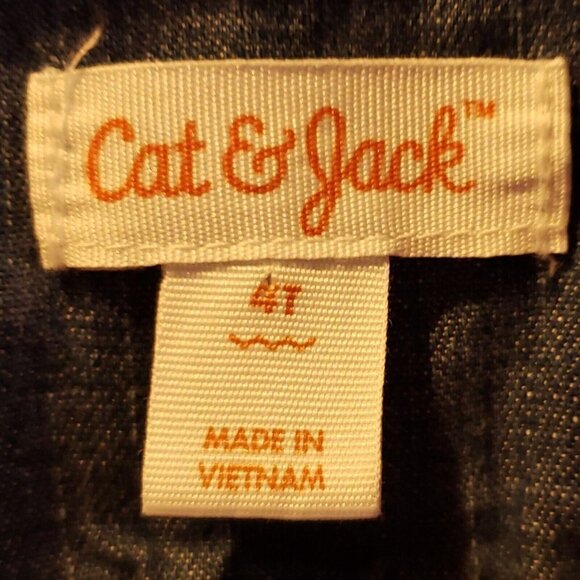 Cat & Jack Girls Denim Look Blue Long Sleeve Button Down Shirt 4T - Picture 3 of 4